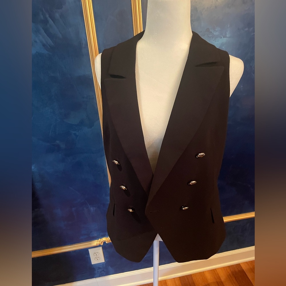 White House Black Market black double breasted vest size 8